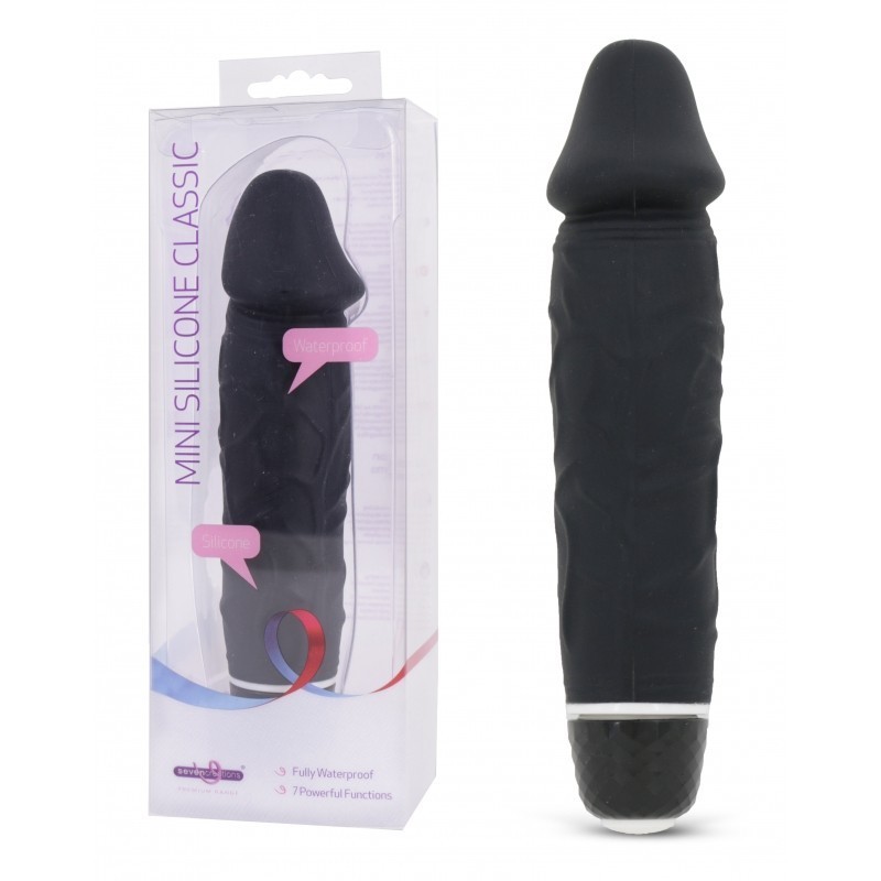 MINI SILICONE CLASSIC VIBRATOR BLACK WATERPROOF
