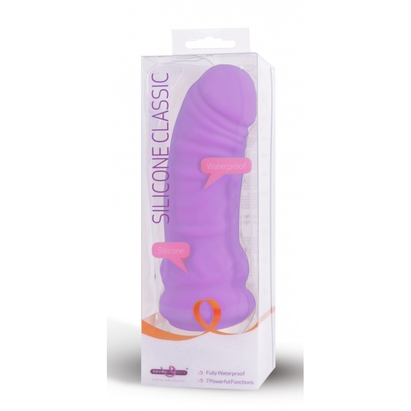 Classic 16cm Silicone Purple Vibrator - Seven Creations