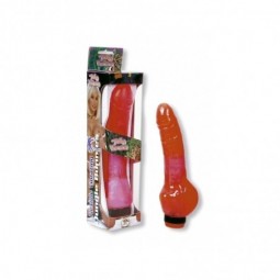 Vibrador Flexible Jelly Rojo 18cm con Testículos - Jungle Bunmes