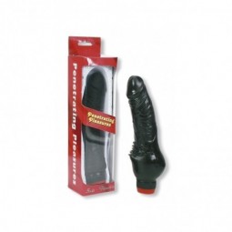 Vibrador Negro Flexible 20cm con Testículos - Penetrating Pleasures