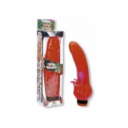 Vibrador Flexible Rojo 20cm con Estimulador
