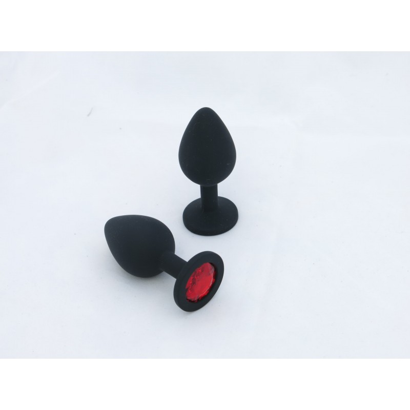 BUTT PLUG SILICONA - GRANDE - GEMA ROJA