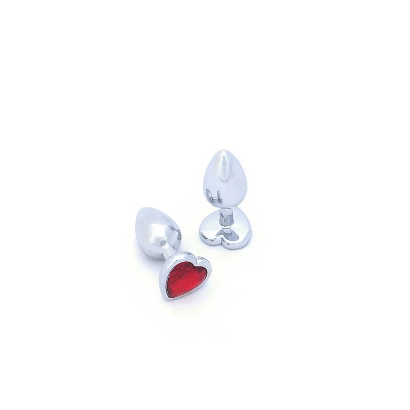 BUTT PLUG ALUMINIO CORAZON - GRANDE - GEMA ROJA