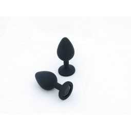 BUTT PLUG SILICONA - MEDIO - GEMA NEGRA