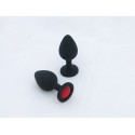 BUTT PLUG SILICONA - MEDIO - GEMA ROJA
