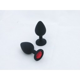BUTT PLUG SILICONA - MEDIO - GEMA ROJA