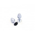 BUTT PLUG DE ALUMINIO - GRANDE -  GEMA NEGRA