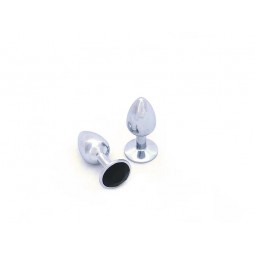 BUTT PLUG DE ALUMINIO - MEDIO - GEMA NEGRA