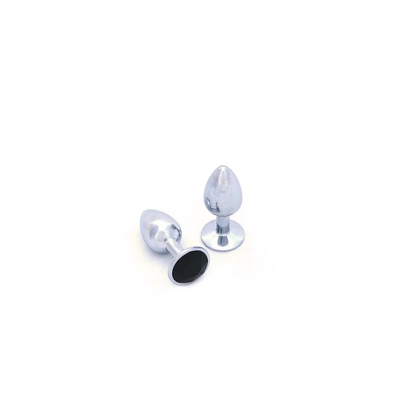 BUTT PLUG DE ALUMINIO - MEDIO - GEMA NEGRA