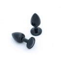 BUTT PLUG  ALUMINIO ANODIZADO  - MEDIO - GEMA NEGRA