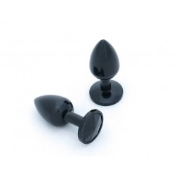 BUTT PLUG  ALUMINIO ANODIZADO  - MEDIO - GEMA NEGRA