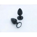 BUTT PLUG  ALUMINIO ANODIZADO  - MEDIO - GEMA TRANSPARENTE