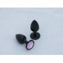 BUTT PLUG  ALUMINIO ANODIZADO  - MEDIO - GEMA ROSA