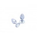 BUTT PLUG ALUMINIO - MEDIO - GEMA TRANSPARENTE