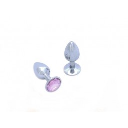 BUTT PLUG ALUMINIO - MEDIO - GEMA ROSA