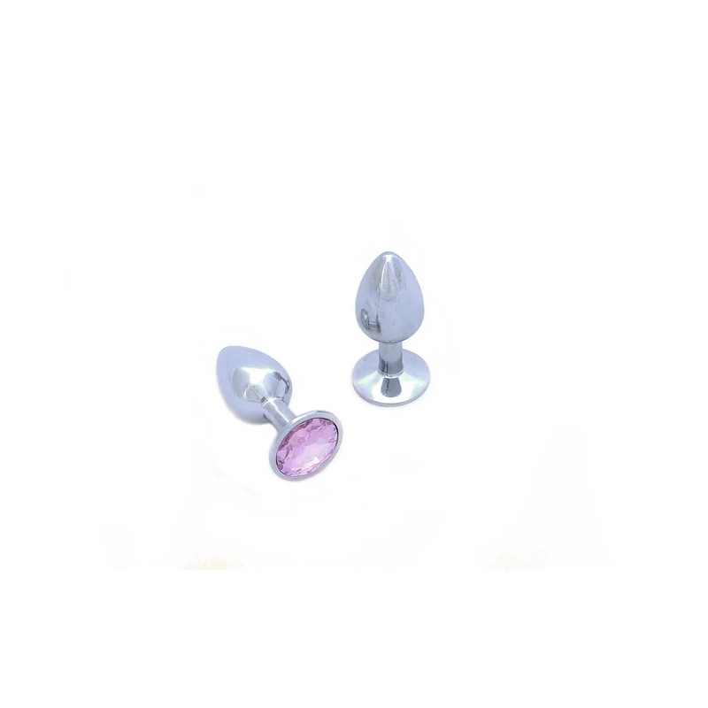 BUTT PLUG ALUMINIO - MEDIO - GEMA ROSA