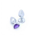 BUTT PLUG ALUMINIO CORAZON - MEDIO - GEMA LILA