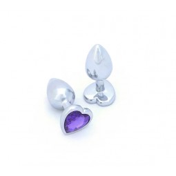 BUTT PLUG ALUMINIO CORAZON - MEDIO - GEMA LILA