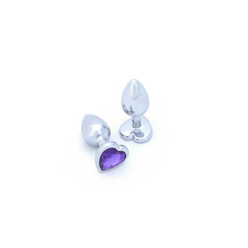 BUTT PLUG ALUMINIO CORAZON - MEDIO - GEMA LILA