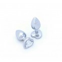 BUTT PLUG ALUMINIO CORAZON - PEQUEÑO - GEMA TRANSPARENTE