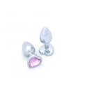 BUTT PLUG ALUMINIO CORAZON - PEQUEÑO - GEMA ROSA