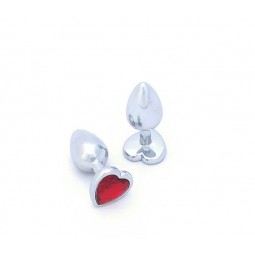 BUTT PLUG ALUMINIO CORAZON - PEQUEÑO - GEMA ROJA