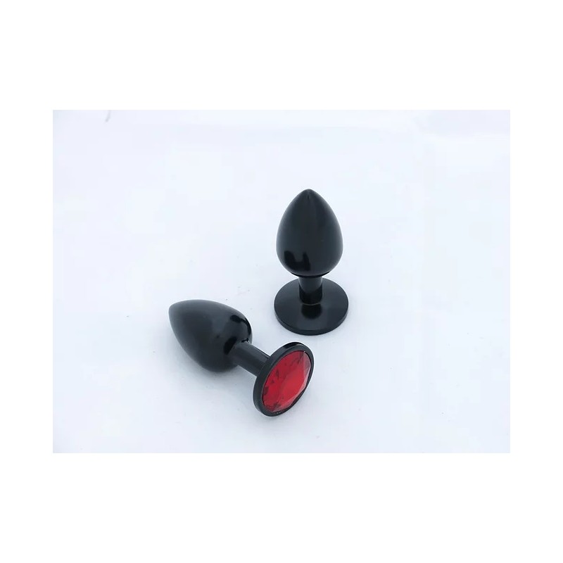 BUTT PLUG  ALUMINIO ANODIZADO  - PEQUEÑO - GEMA ROJA