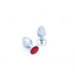 BUTT PLUG ALUMINIO - PEQUEÑO - GEMA ROJA