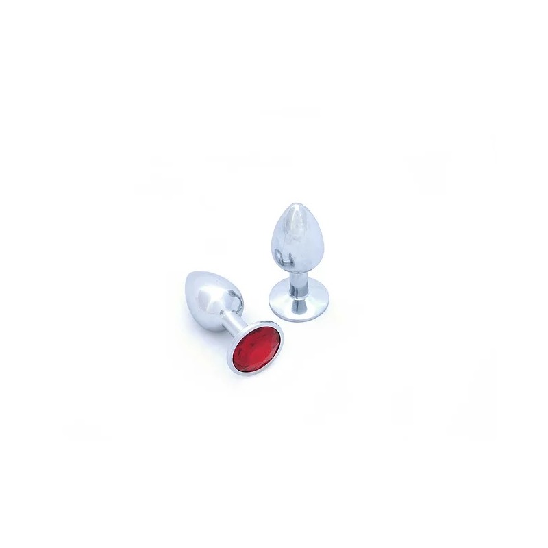 BUTT PLUG ALUMINIO - PEQUEÑO - GEMA ROJA