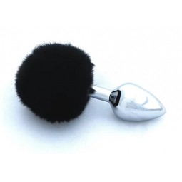 BUNNY TAIL BUTT PLUG - SMALL - BLACK