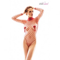 FORCA BODY DE REJILLA (BODYSTOCKING) ROJO - S/M