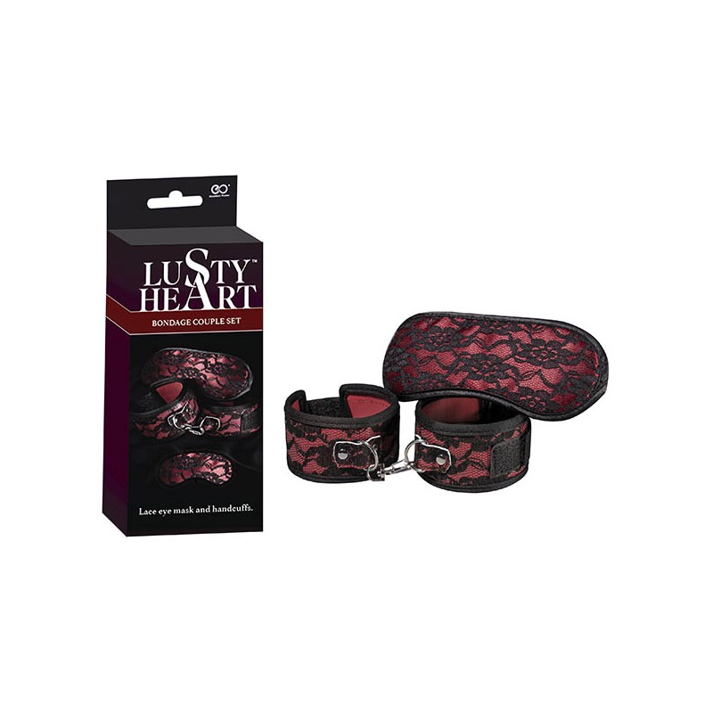 LUSTY HEART BONDAGE COUPLE SET RED