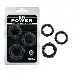 BEADED RINGS SET BLACK
